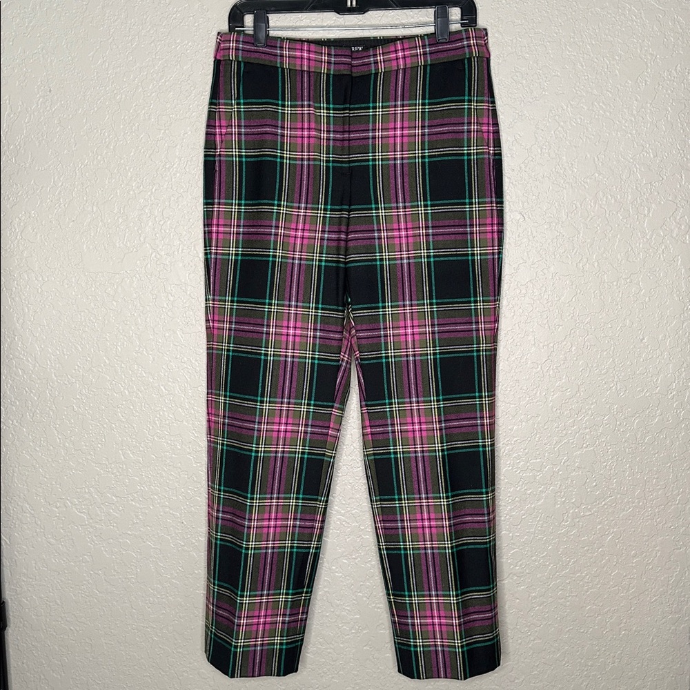 J. Crew Kate straight-leg pant in pink Stewart tartan plaid wool blend - Picture 6 of 11